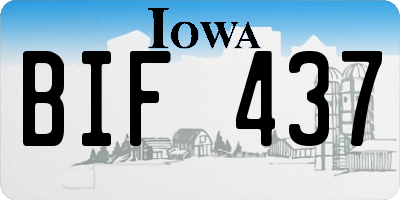 IA license plate BIF437