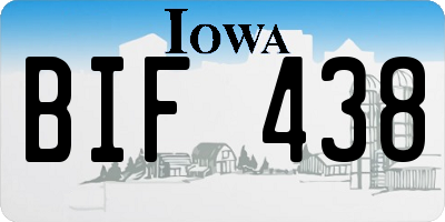 IA license plate BIF438