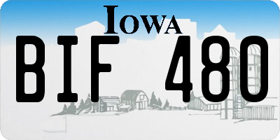 IA license plate BIF480