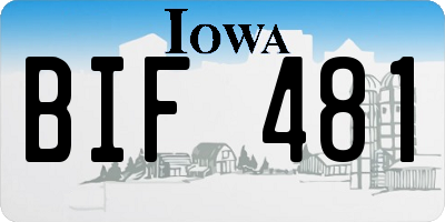 IA license plate BIF481