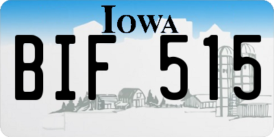 IA license plate BIF515