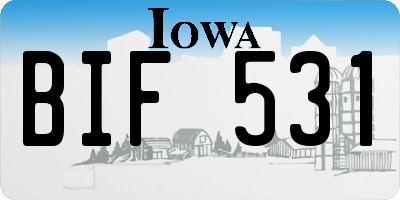 IA license plate BIF531