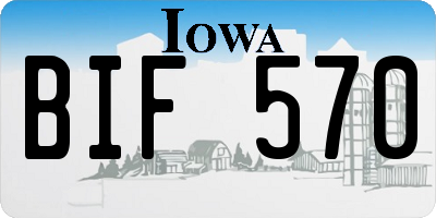 IA license plate BIF570
