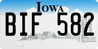 IA license plate BIF582