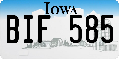 IA license plate BIF585