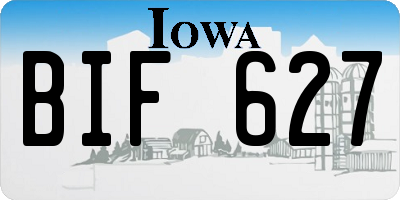 IA license plate BIF627