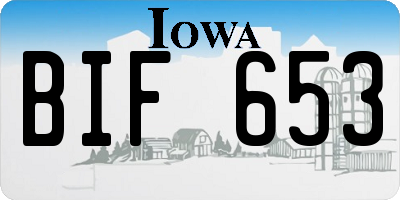IA license plate BIF653