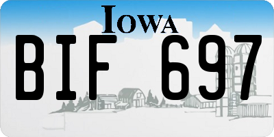 IA license plate BIF697