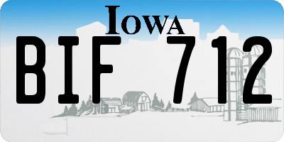 IA license plate BIF712