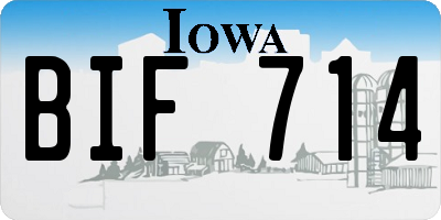 IA license plate BIF714