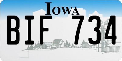IA license plate BIF734