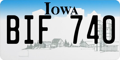 IA license plate BIF740