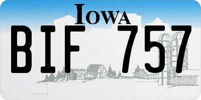 IA license plate BIF757