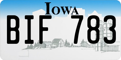 IA license plate BIF783