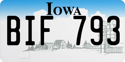 IA license plate BIF793