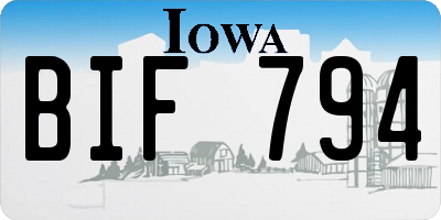 IA license plate BIF794