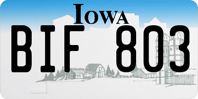 IA license plate BIF803