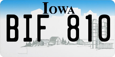 IA license plate BIF810