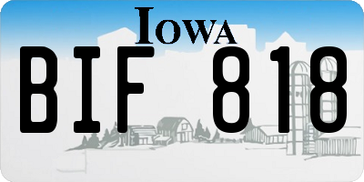 IA license plate BIF818