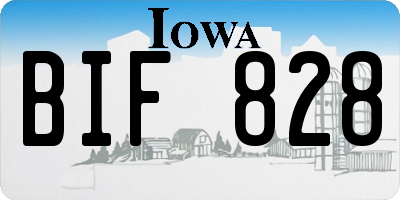 IA license plate BIF828