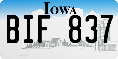 IA license plate BIF837