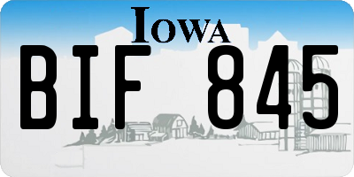 IA license plate BIF845