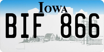 IA license plate BIF866