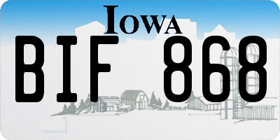 IA license plate BIF868
