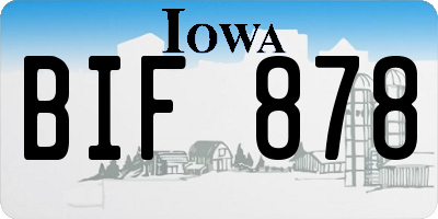 IA license plate BIF878