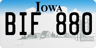 IA license plate BIF880
