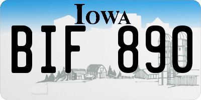 IA license plate BIF890