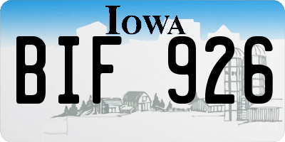 IA license plate BIF926
