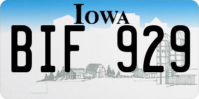 IA license plate BIF929