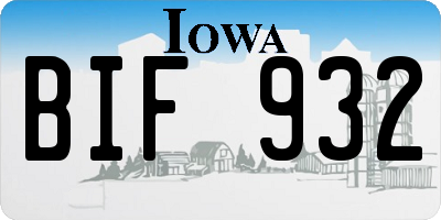 IA license plate BIF932