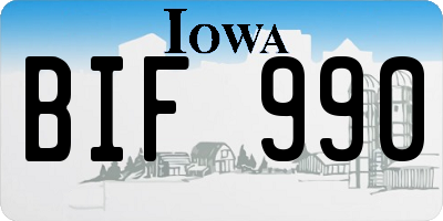 IA license plate BIF990