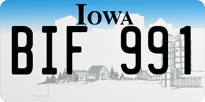 IA license plate BIF991