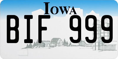 IA license plate BIF999