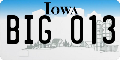 IA license plate BIG013