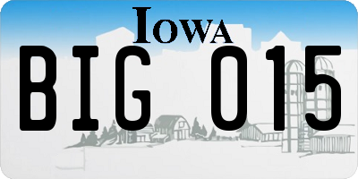 IA license plate BIG015