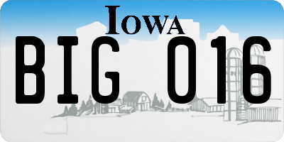 IA license plate BIG016
