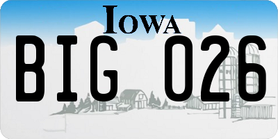 IA license plate BIG026