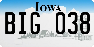 IA license plate BIG038