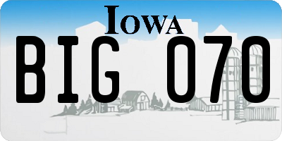 IA license plate BIG070