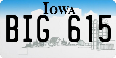 IA license plate BIG615