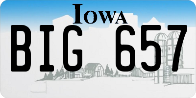 IA license plate BIG657