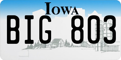 IA license plate BIG803