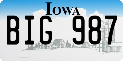 IA license plate BIG987