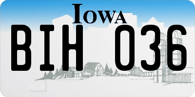 IA license plate BIH036