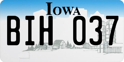 IA license plate BIH037