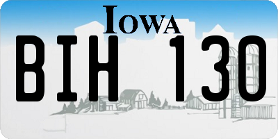 IA license plate BIH130